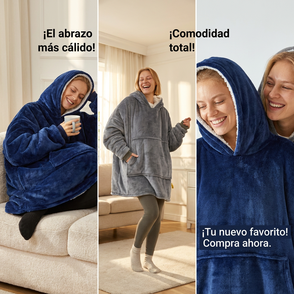 Maxi Poleron Sherpa Bata Manta Capucha
